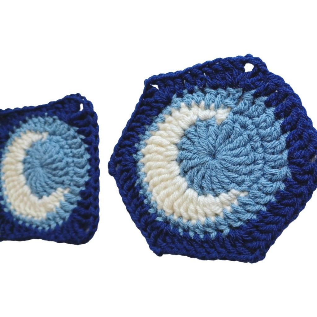 Crescent Moon Crochet Granny Square & Hexagon Pattern (PDF)