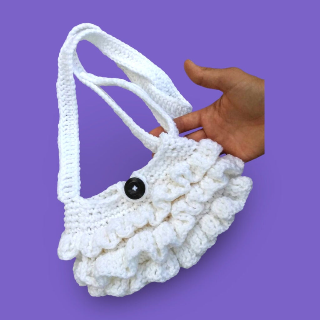 Ruffle Handbag Crochet Pattern, Easy Beginner Purse (PDF Pattern)