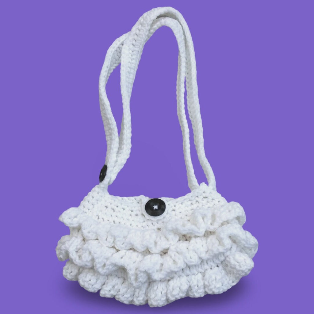 Ruffle Handbag Crochet Pattern, Easy Beginner Purse (PDF Pattern)