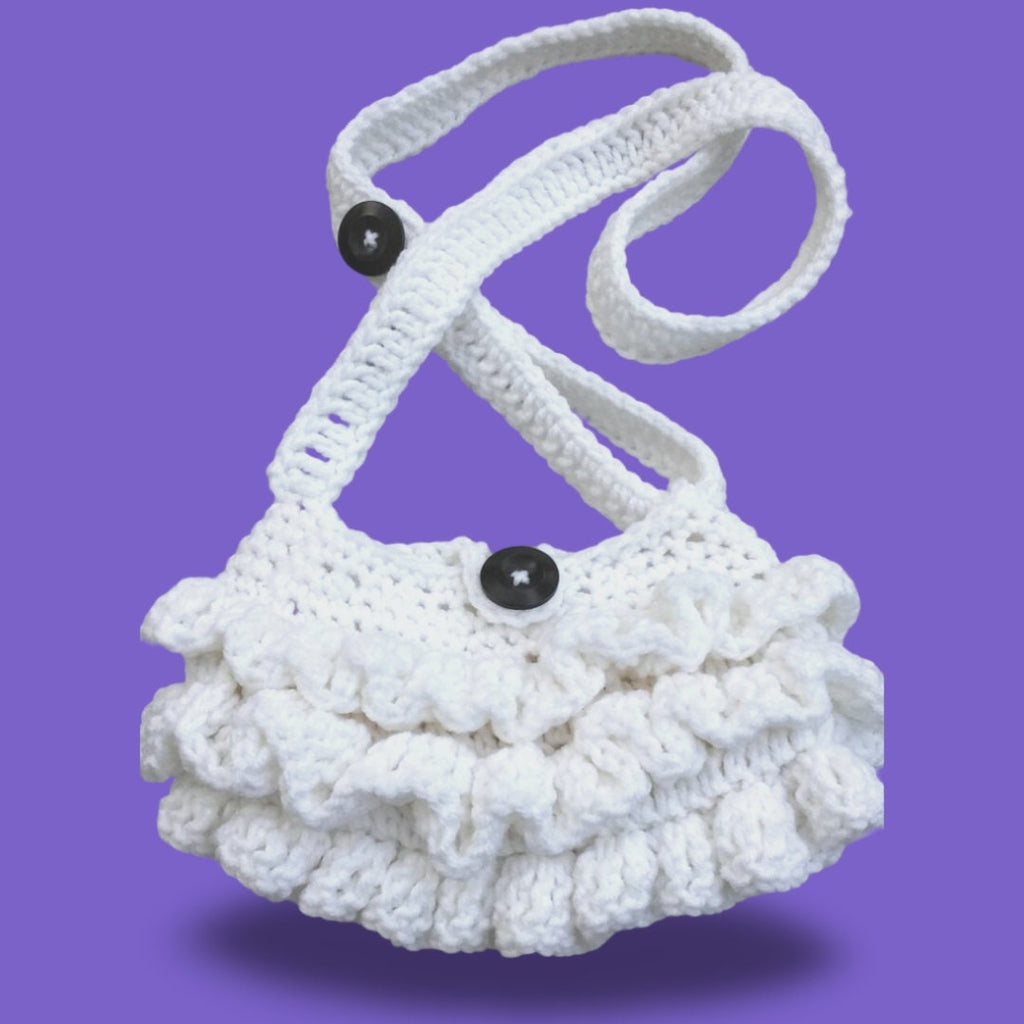 Ruffle Handbag Crochet Pattern, Easy Beginner Purse (PDF Pattern)
