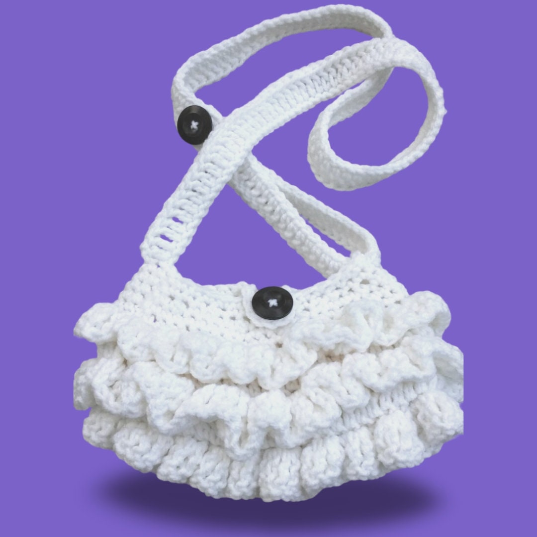 Ruffle Handbag Crochet Pattern, Easy Beginner Purse (PDF Pattern)