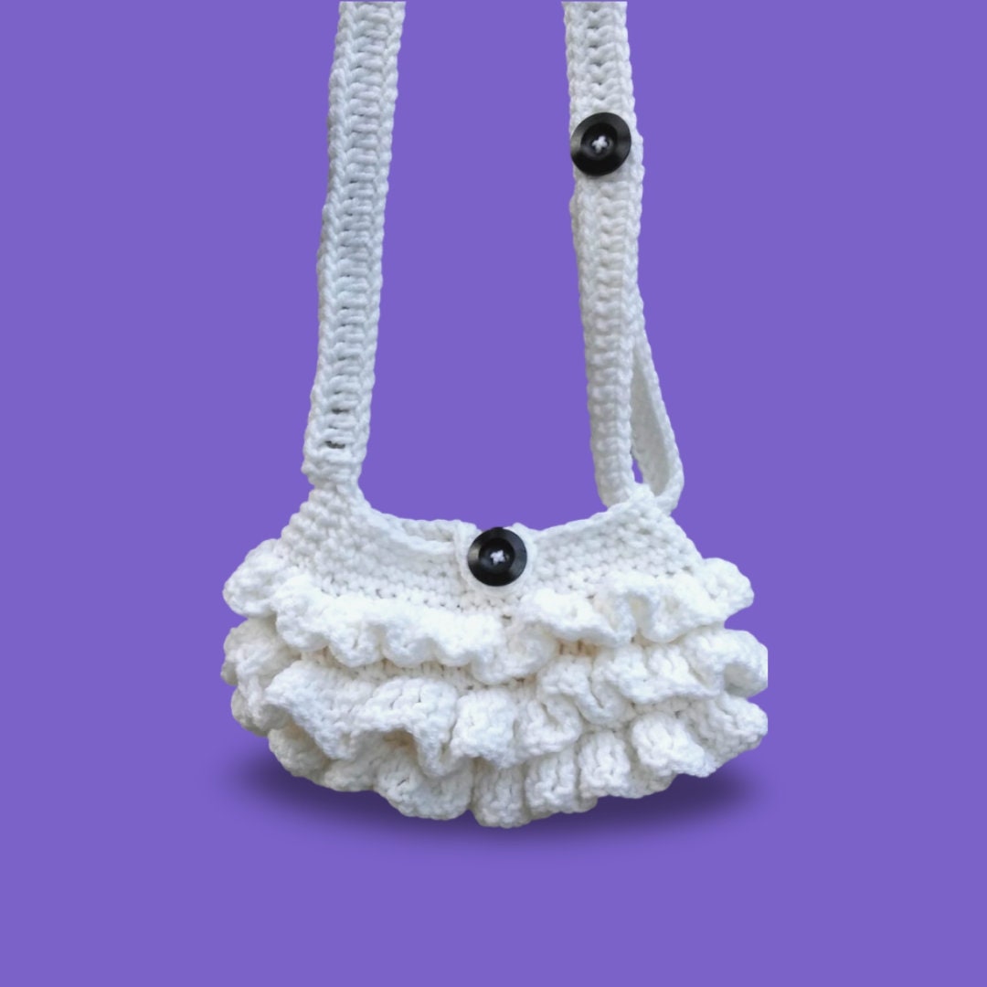 Ruffle Handbag Crochet Pattern, Easy Beginner Purse (PDF Pattern)