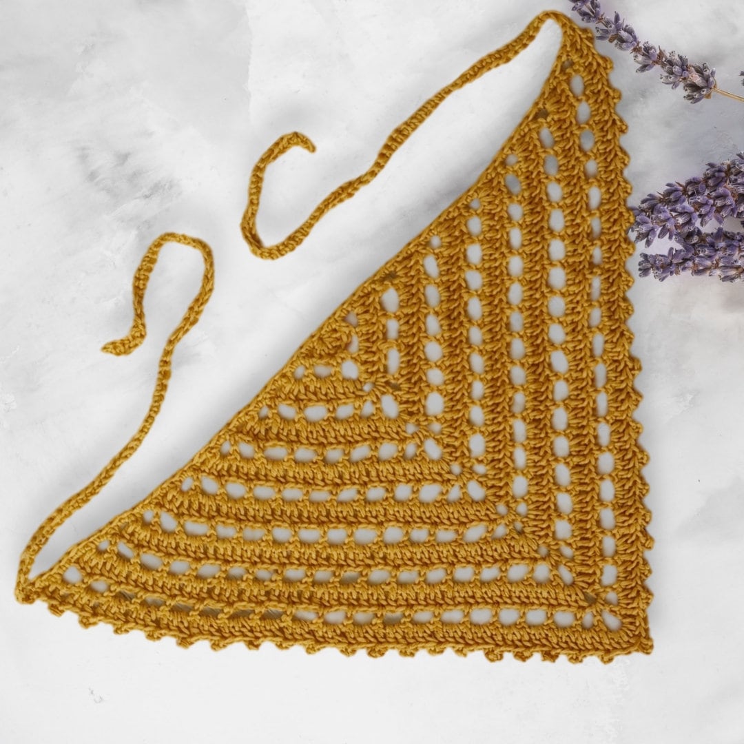 Crochet Eyelet Bandana Pattern: Beginner Friendly Lace Kerchief (Digital Download)