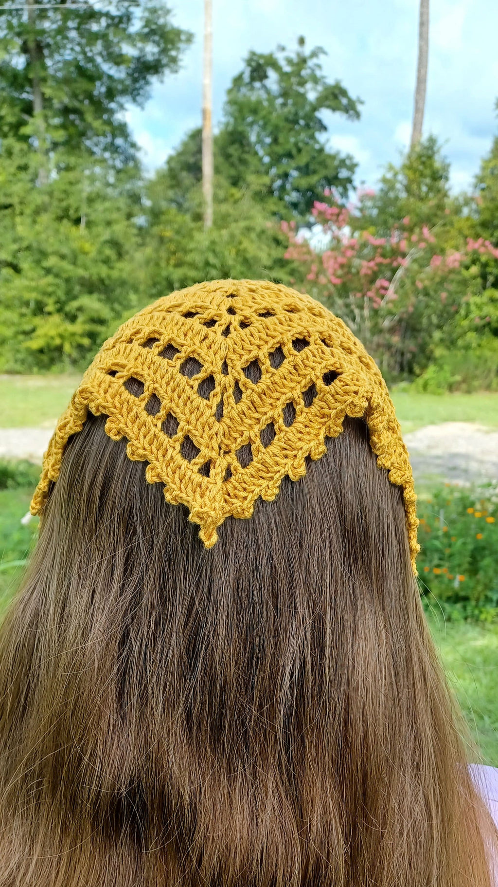 Crochet Eyelet Bandana Pattern: Beginner Friendly Lace Kerchief (Digital Download)