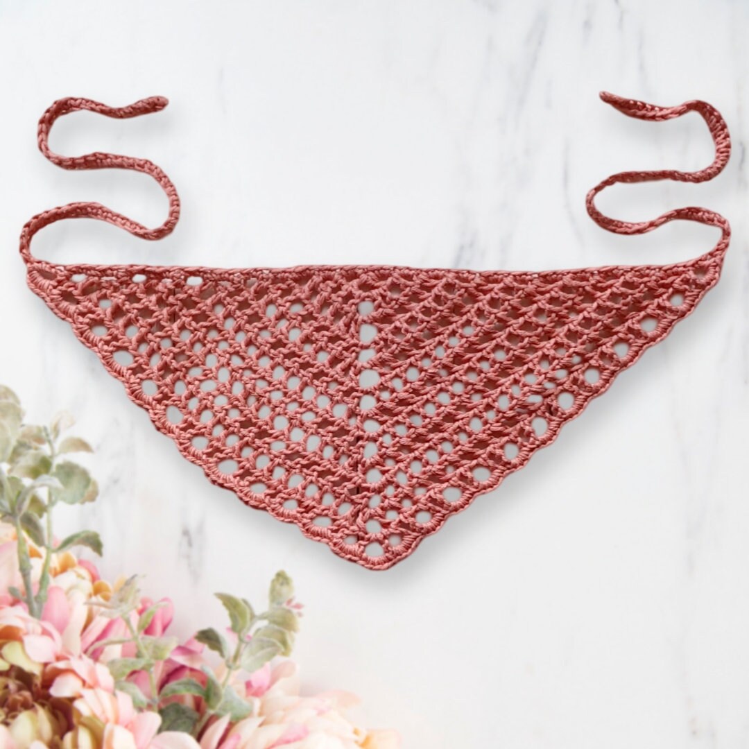 Crochet Mesh Lace Bandana Pattern, Beginner Friendly (Digital Download)