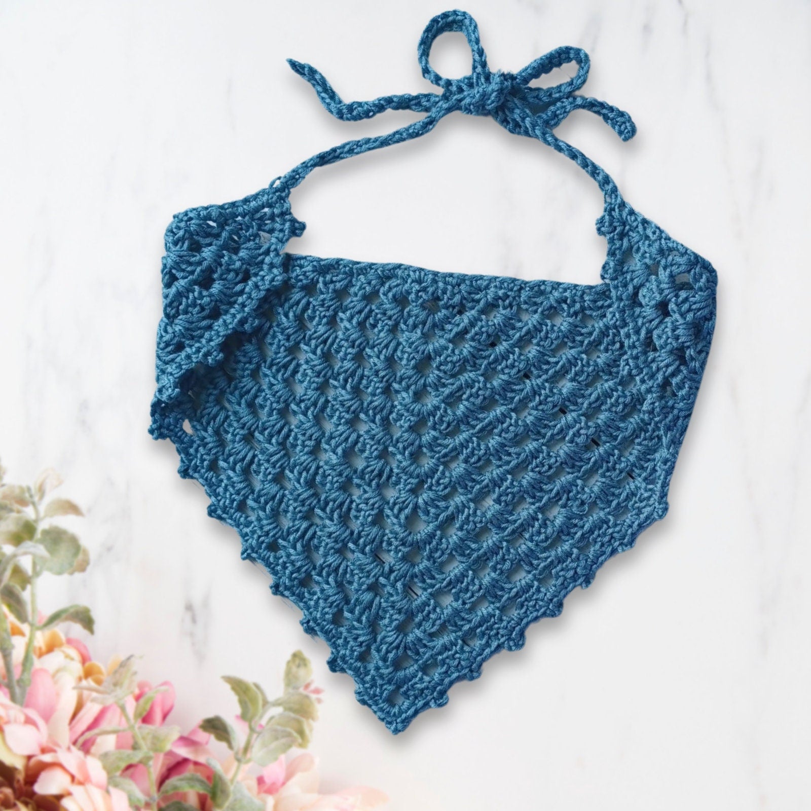 Crochet Granny Stitch Bandana Pattern: Beginner Lace Hair Kerchief (Digital Download)
