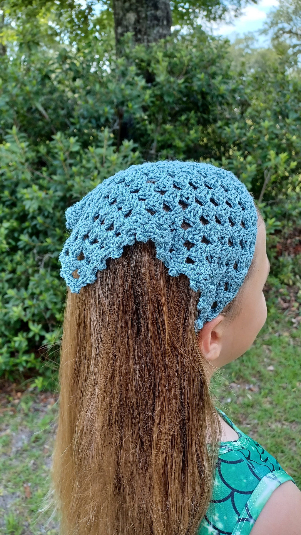 Crochet Granny Stitch Bandana Pattern: Beginner Lace Hair Kerchief (Digital Download)