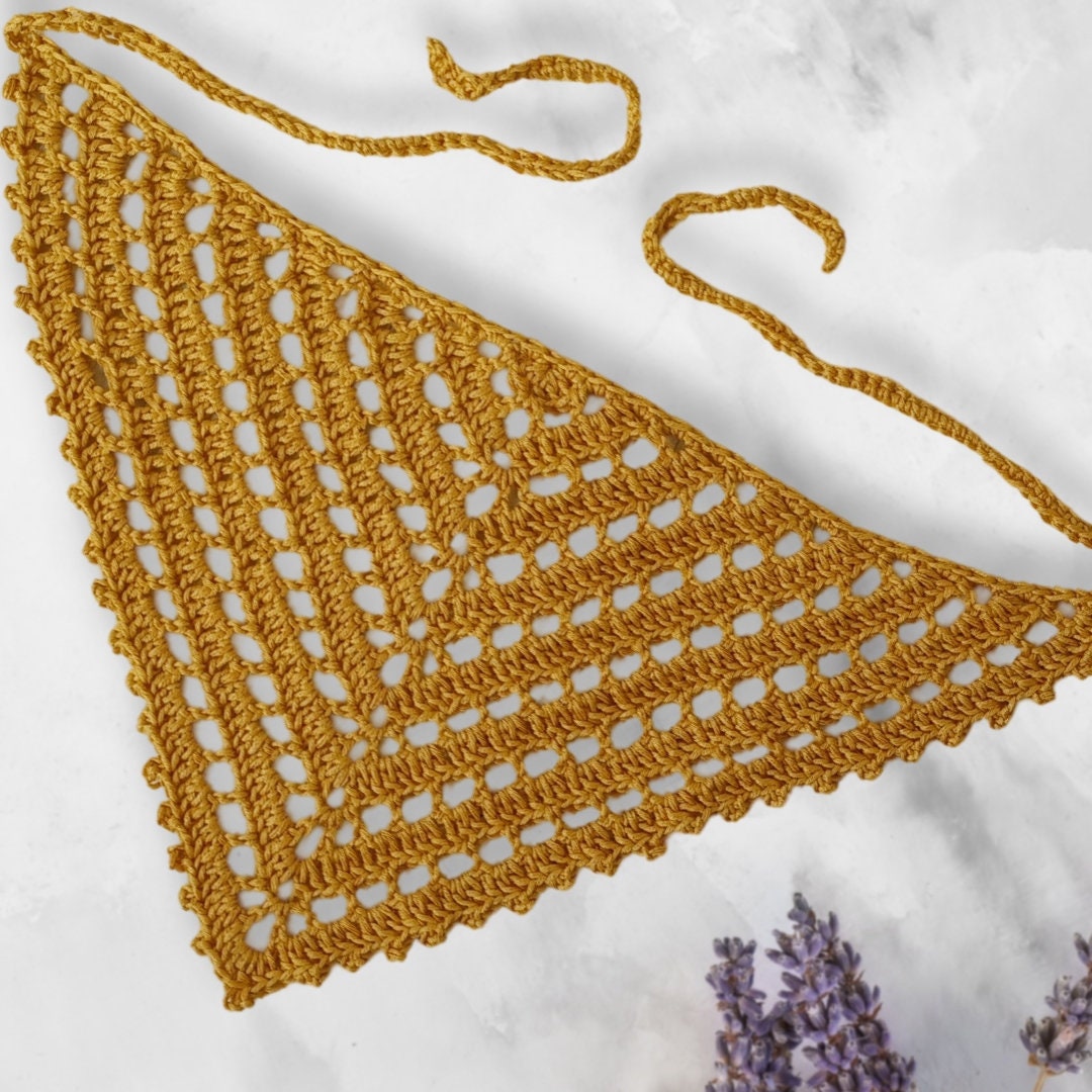 Crochet Eyelet Bandana Pattern: Beginner Friendly Lace Kerchief (Digital Download)