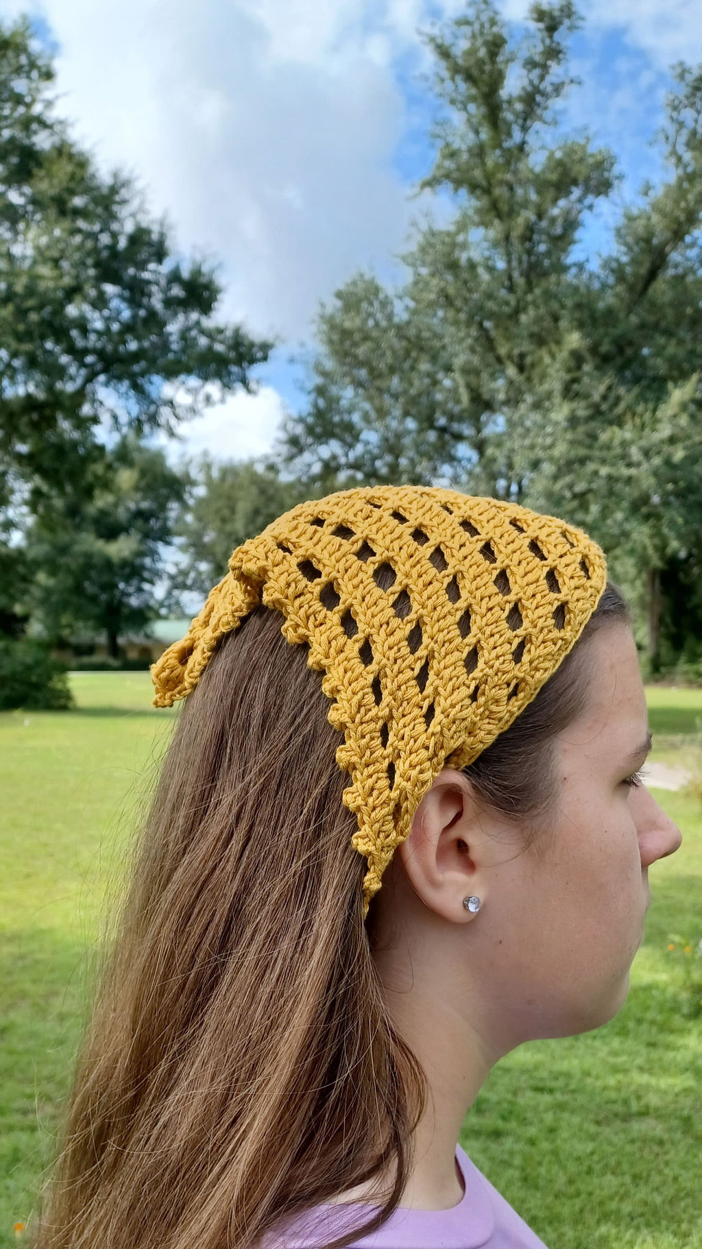 Crochet Eyelet Bandana Pattern: Beginner Friendly Lace Kerchief (Digital Download)