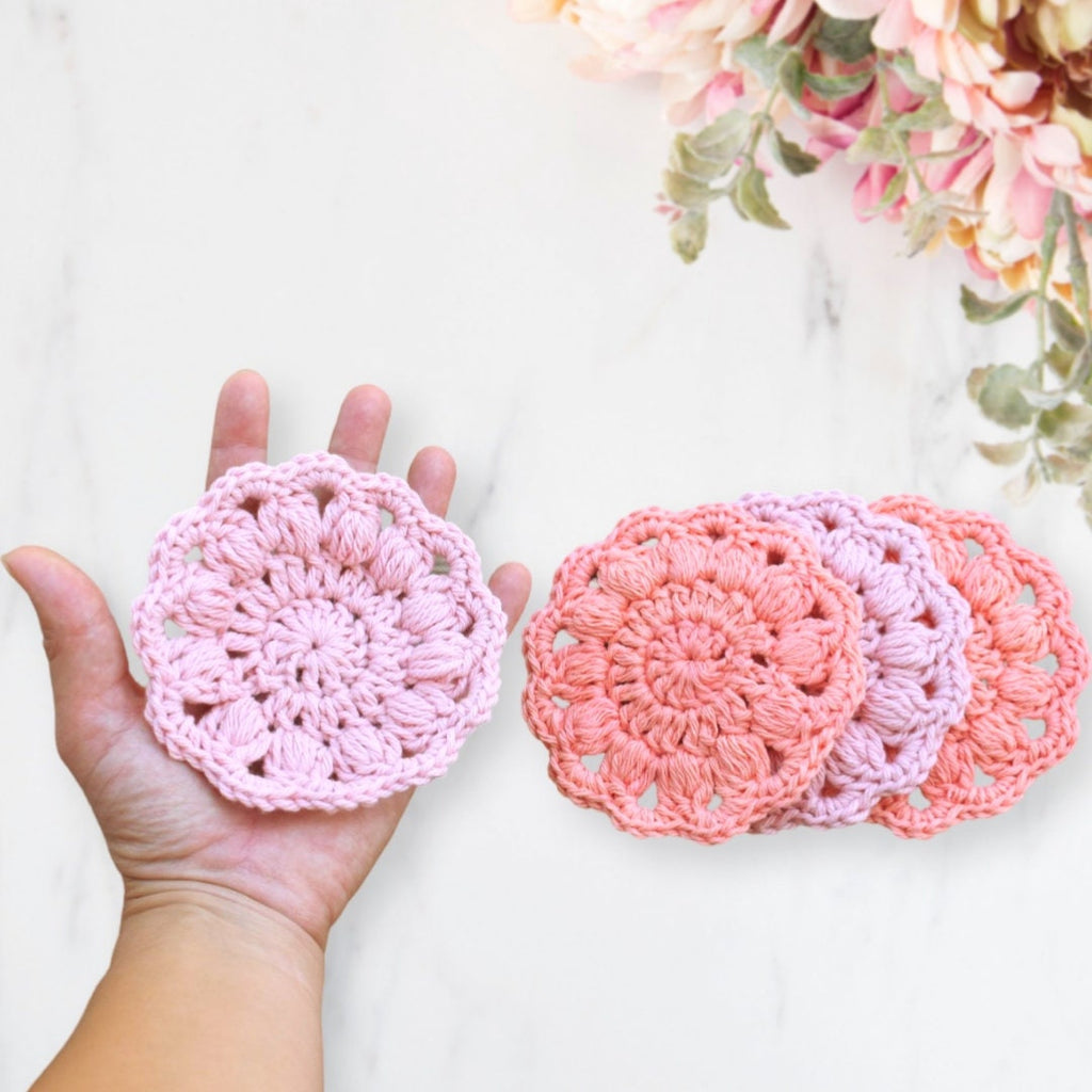 Rosa Coasters Crochet Pattern: Easy Stitch Mug Rug (PDF Download)