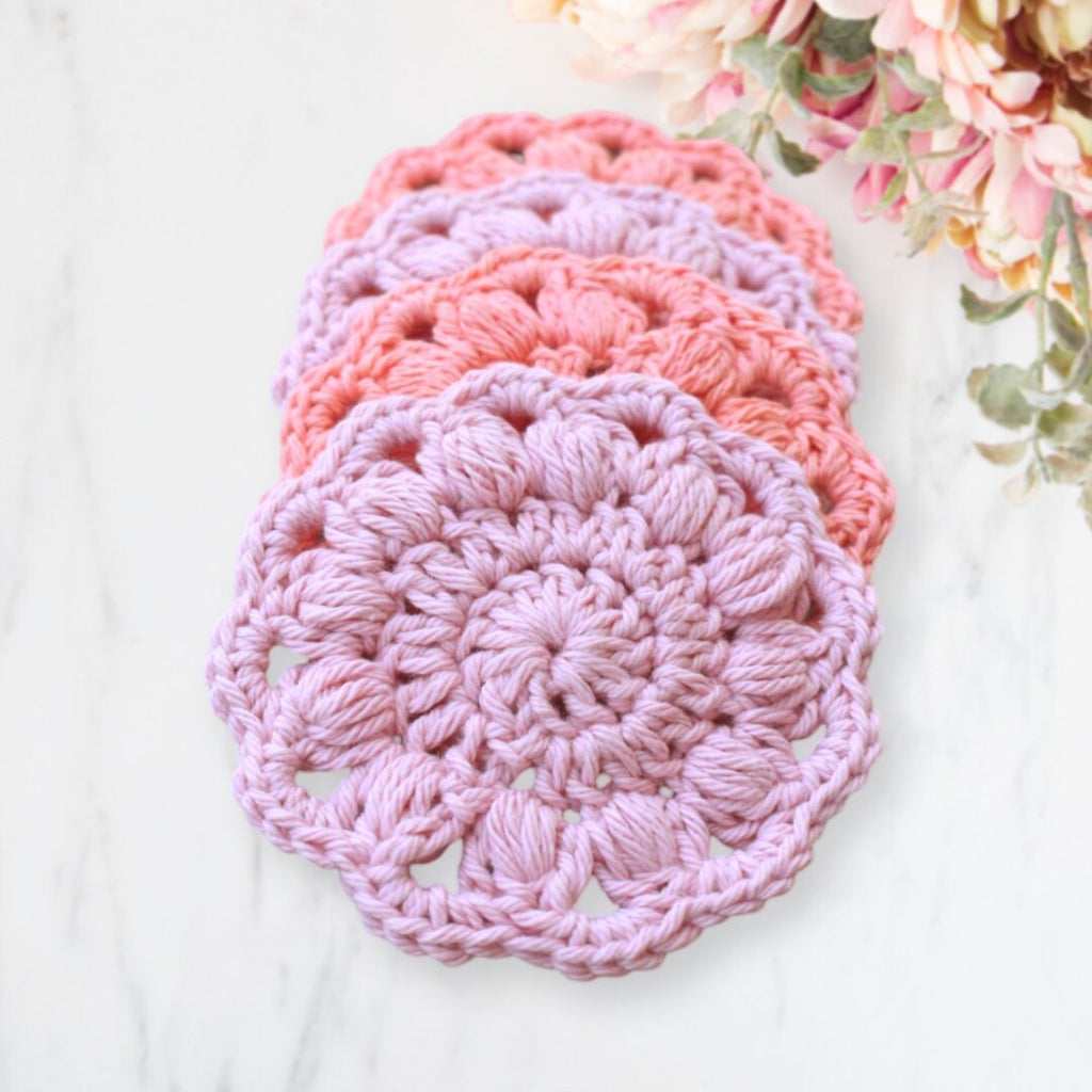 Rosa Coasters Crochet Pattern: Easy Stitch Mug Rug (PDF Download)