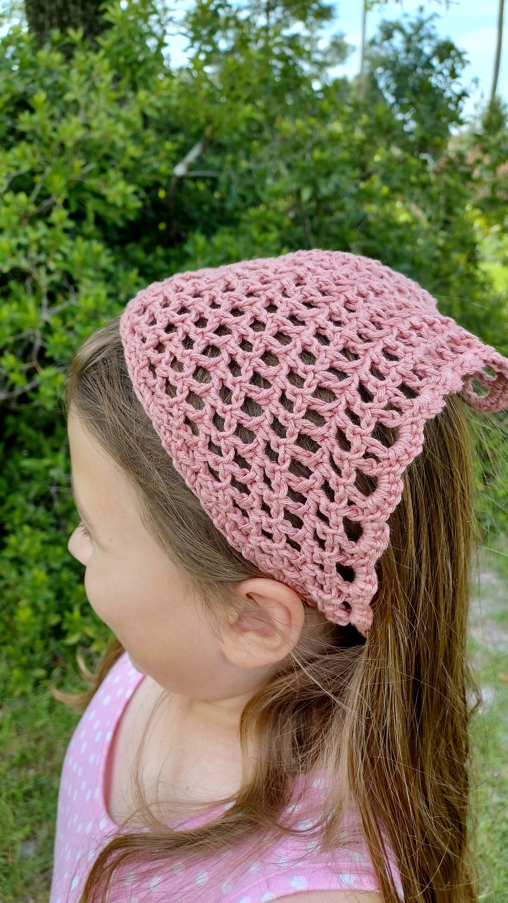Crochet Mesh Lace Bandana Pattern, Beginner Friendly (Digital Download)