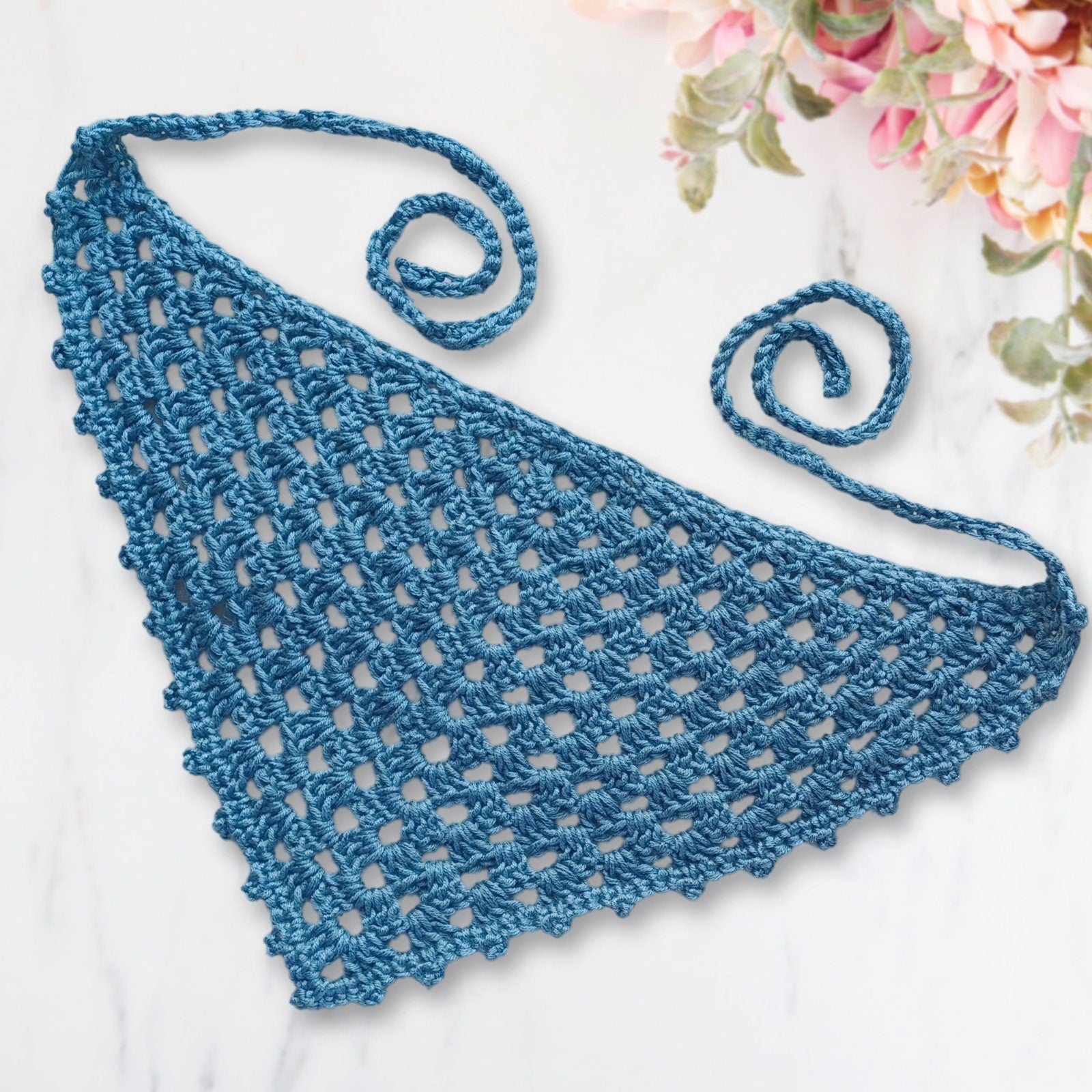 Crochet Granny Stitch Bandana Pattern: Beginner Lace Hair Kerchief (Digital Download)