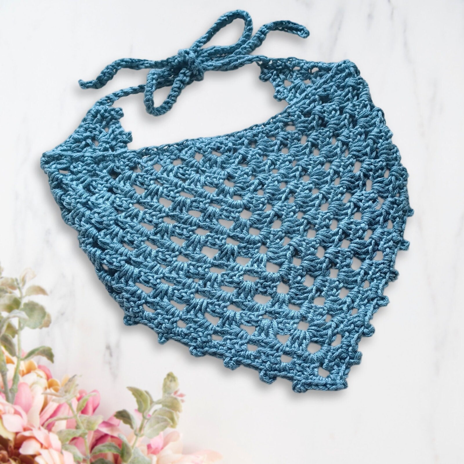 Crochet Granny Stitch Bandana Pattern: Beginner Lace Hair Kerchief (Digital Download)