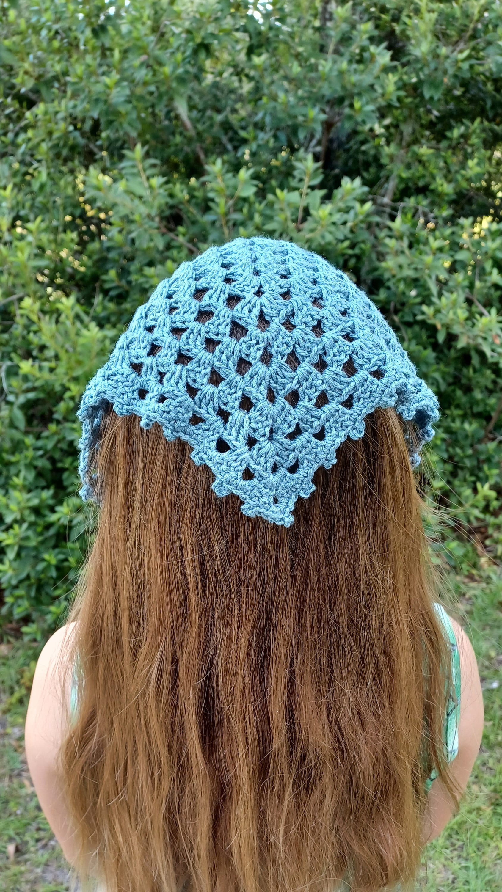 Crochet Granny Stitch Bandana Pattern: Beginner Lace Hair Kerchief (Digital Download)