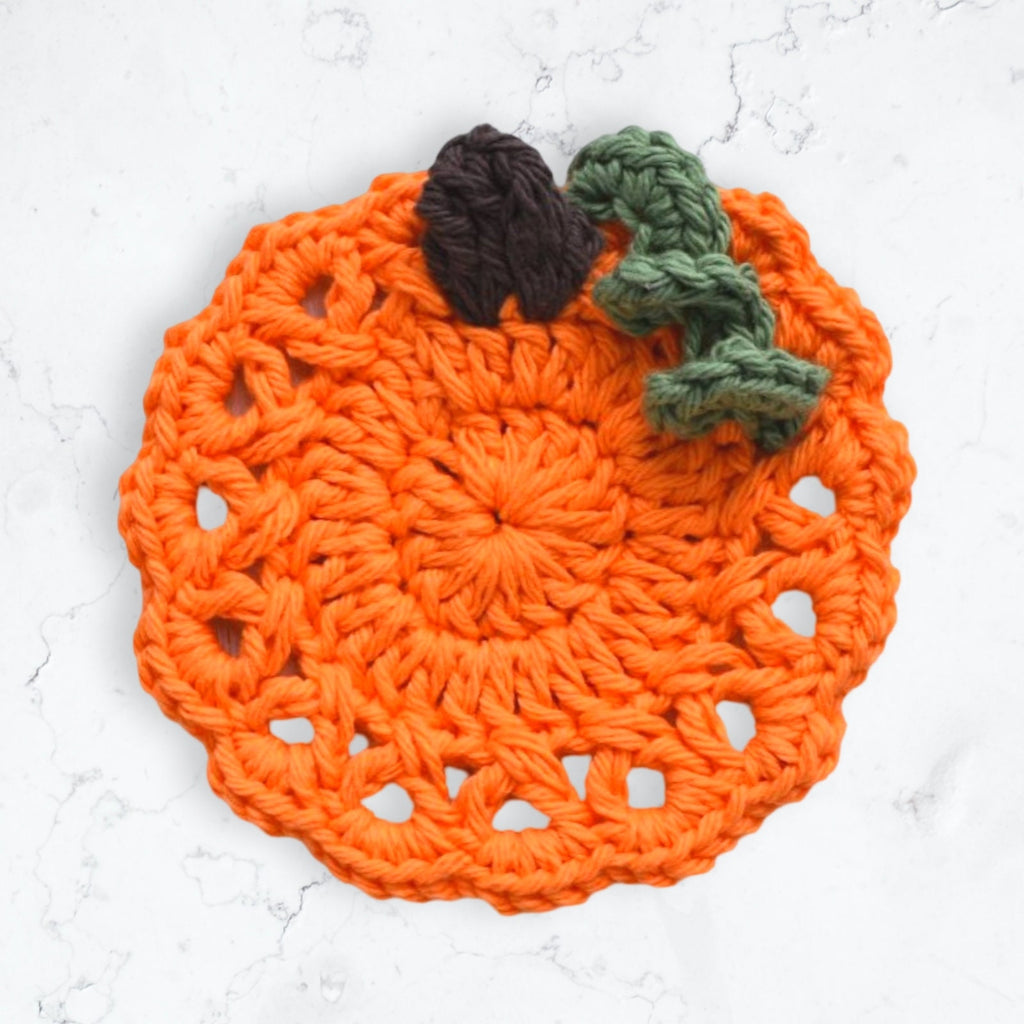 Lacy Pumpkin Coaster Crochet Pattern: Halloween Mug Rug (Digital Download)