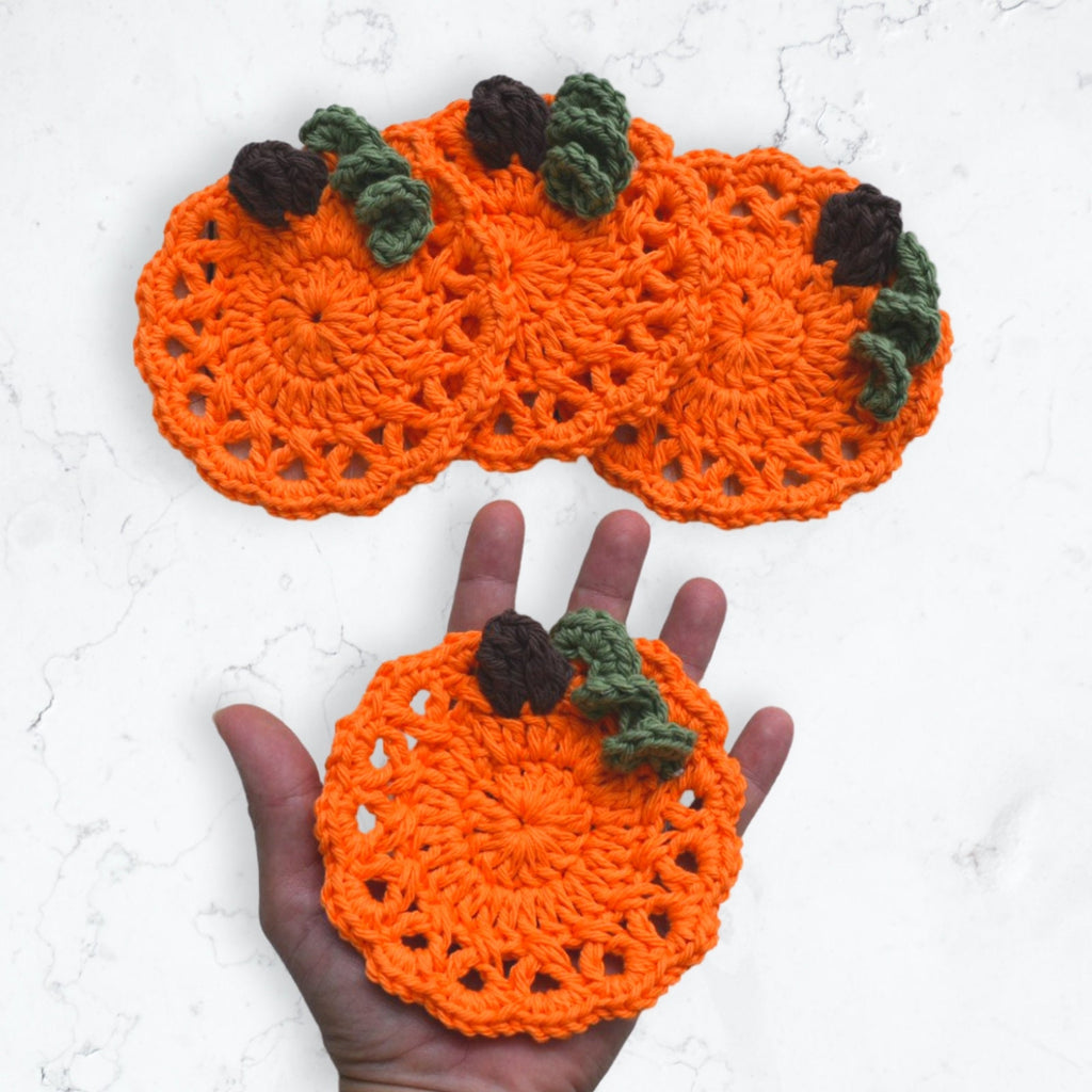 Lacy Pumpkin Coaster Crochet Pattern: Halloween Mug Rug (Digital Download)