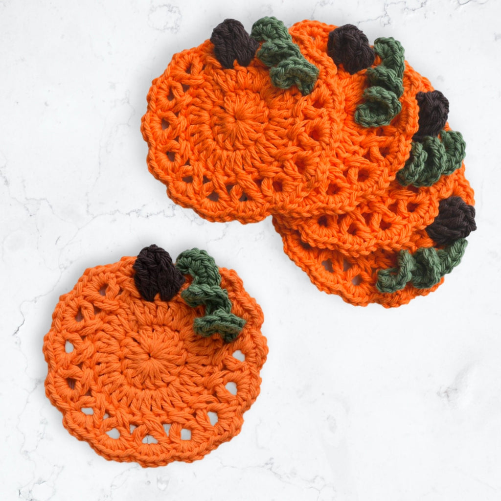 Lacy Pumpkin Coaster Crochet Pattern: Halloween Mug Rug (Digital Download)