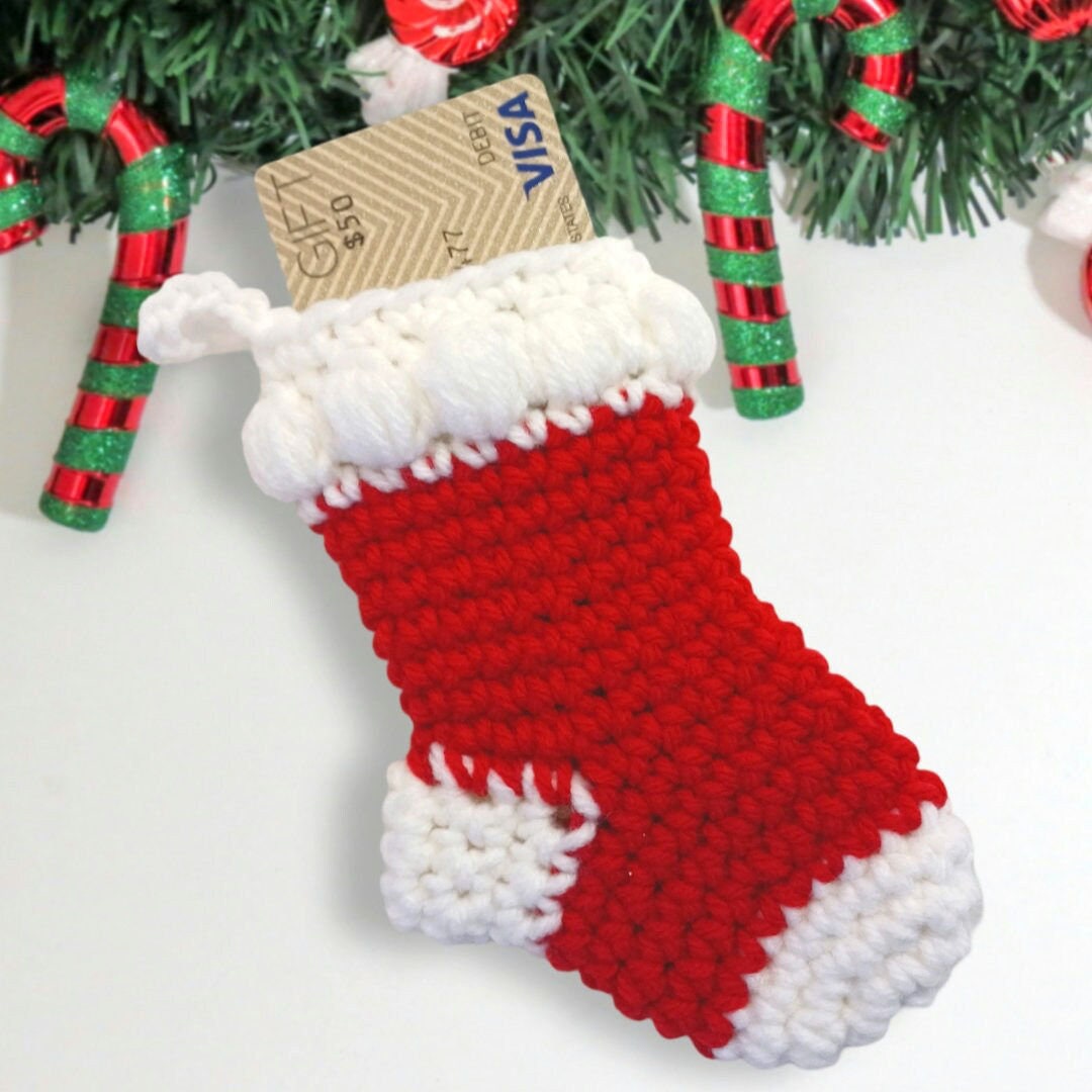Snack Size Stocking Crochet Pattern, Instant download PDF, Christmas gift card holder, crochet ornament