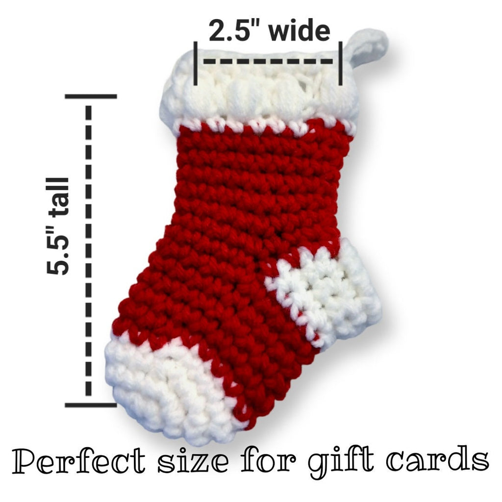Snack Size Stocking Crochet Pattern, Instant download PDF, Christmas gift card holder, crochet ornament