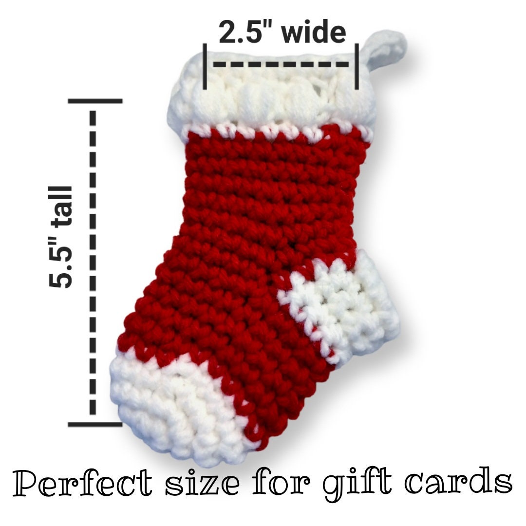 Snack Size Stocking Crochet Pattern, Instant download PDF, Christmas gift card holder, crochet ornament