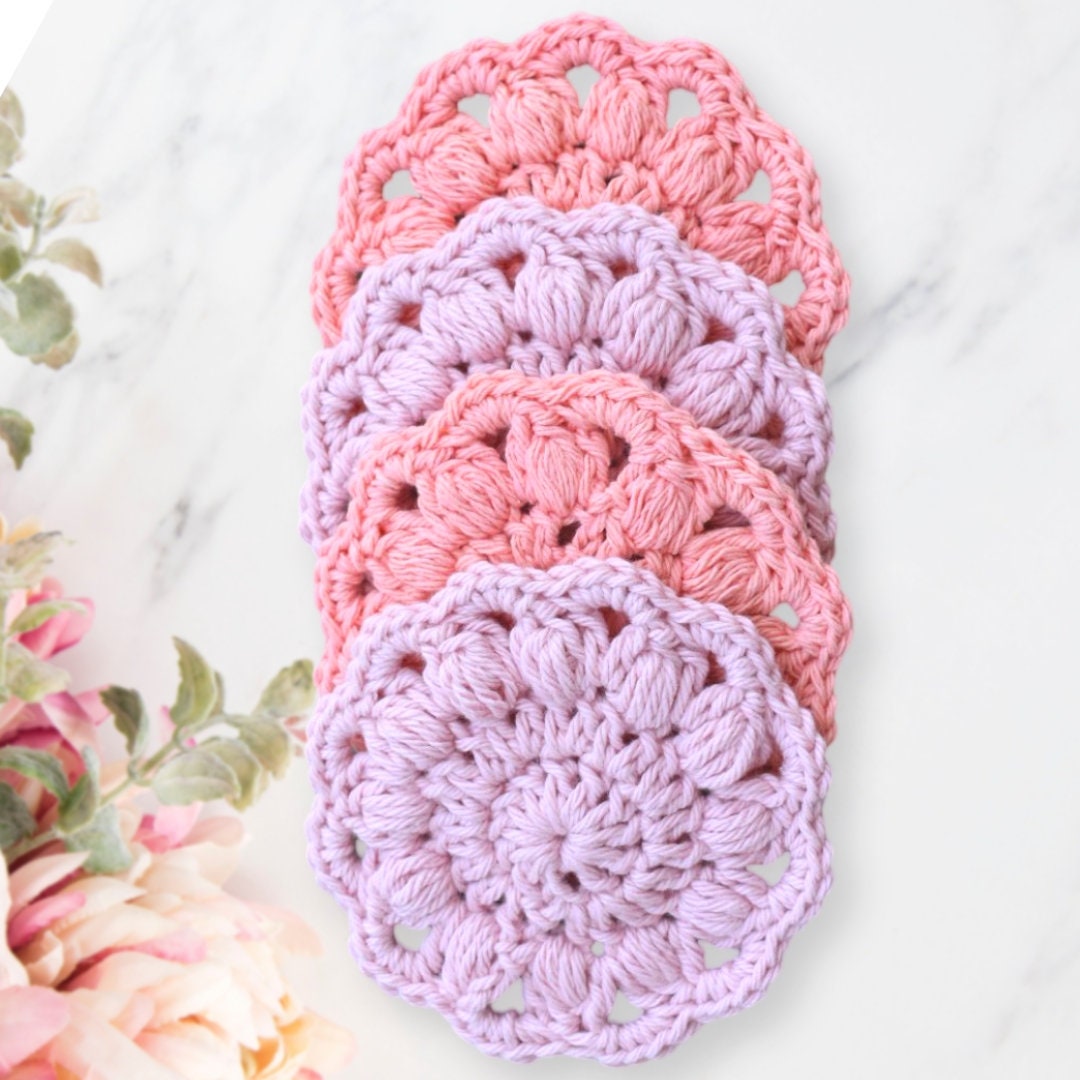 Rosa Coasters Crochet Pattern: Easy Stitch Mug Rug (PDF Download)