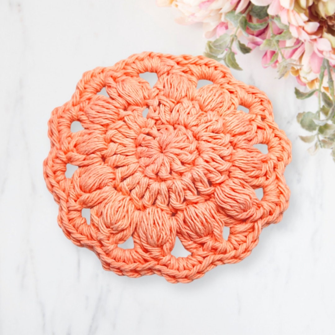Rosa Coasters Crochet Pattern: Easy Stitch Mug Rug (PDF Download)