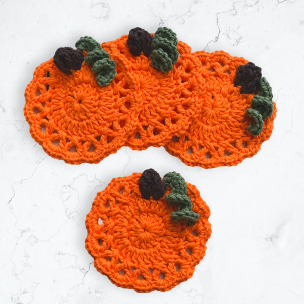 Lacy Pumpkin Coaster Crochet Pattern: Halloween Mug Rug (Digital Download)