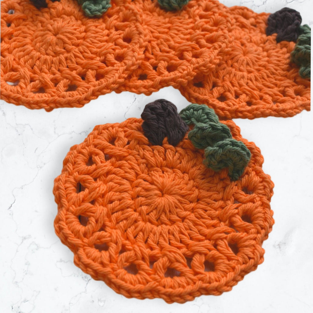 Lacy Pumpkin Coaster Crochet Pattern: Halloween Mug Rug (Digital Download)