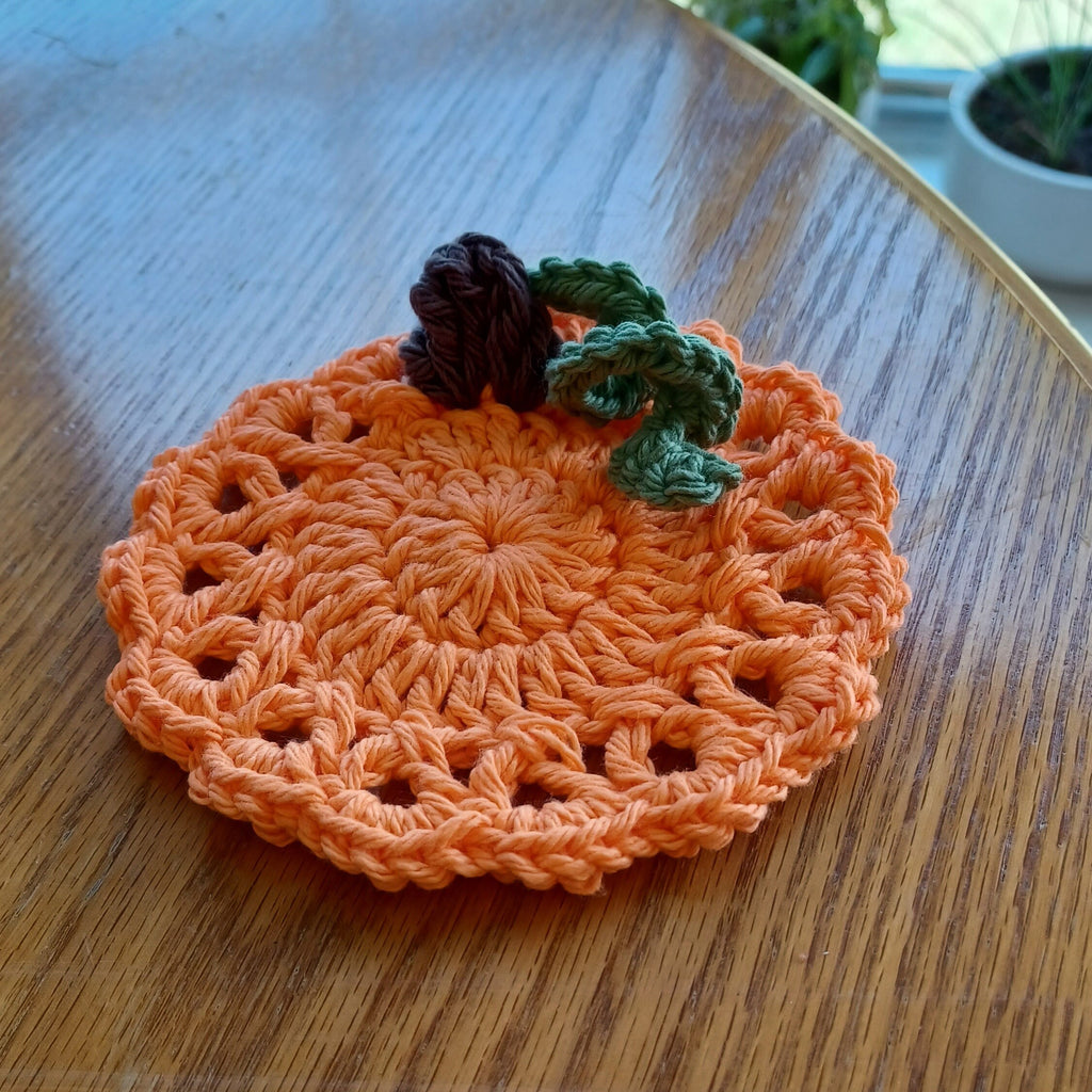 Lacy Pumpkin Coaster Crochet Pattern: Halloween Mug Rug (Digital Download)