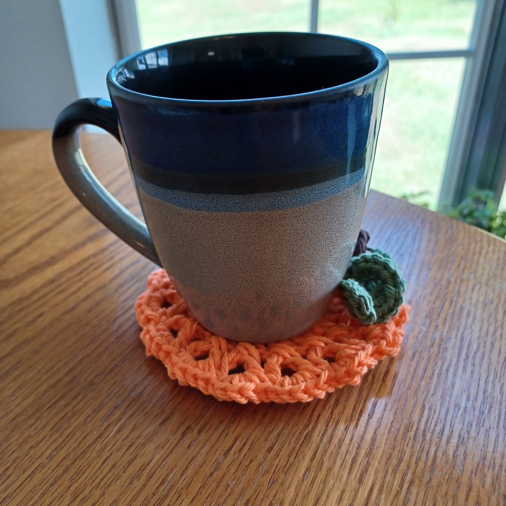 Lacy Pumpkin Coaster Crochet Pattern: Halloween Mug Rug (Digital Download)