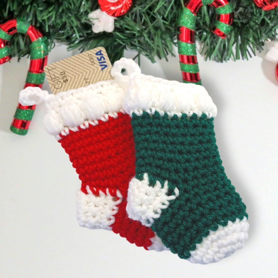 Snack Size Stocking Crochet Pattern, Instant download PDF, Christmas gift card holder, crochet ornament