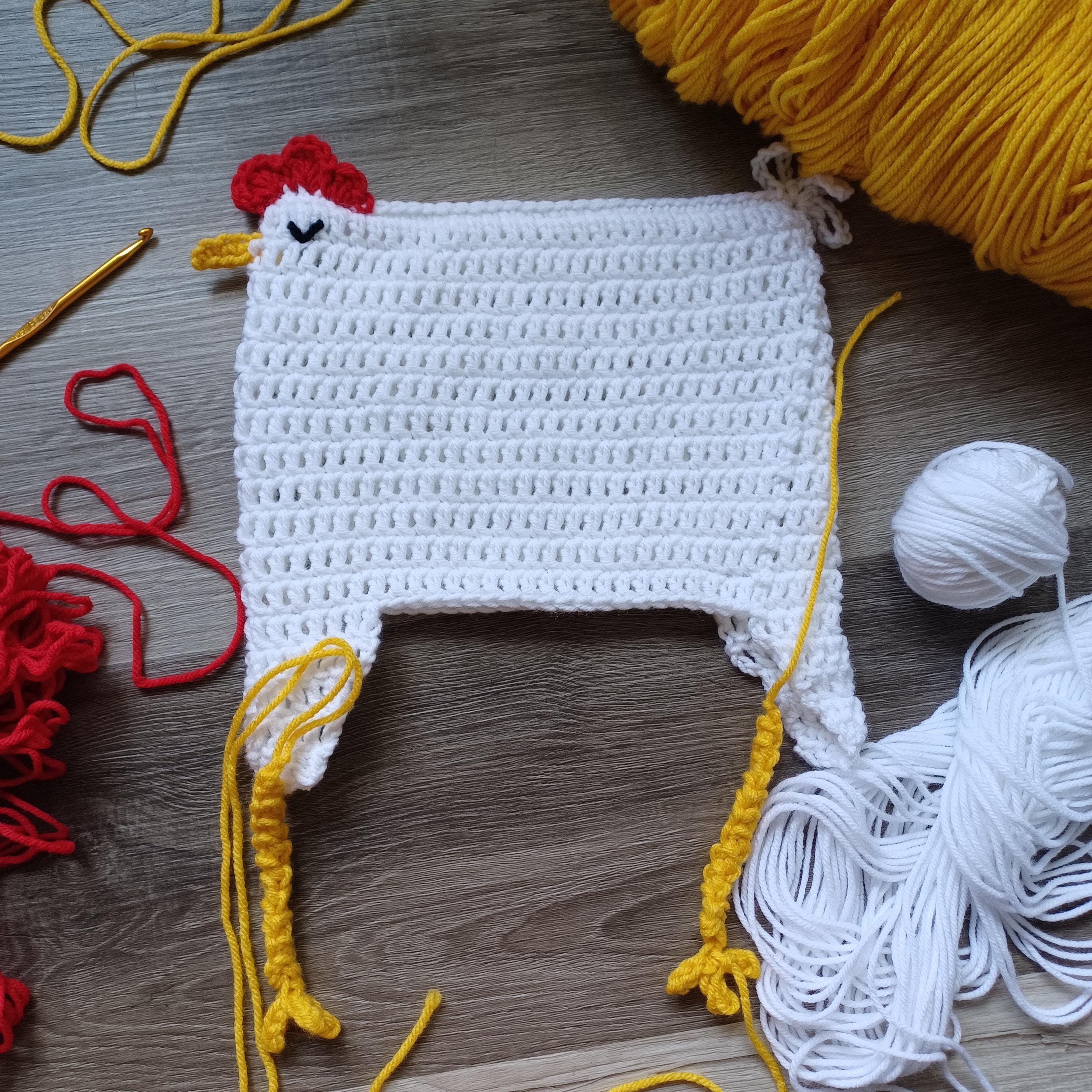 Dixie Chicken Hat Crochet Pattern adult and child size easy skill level chicken costume beanie