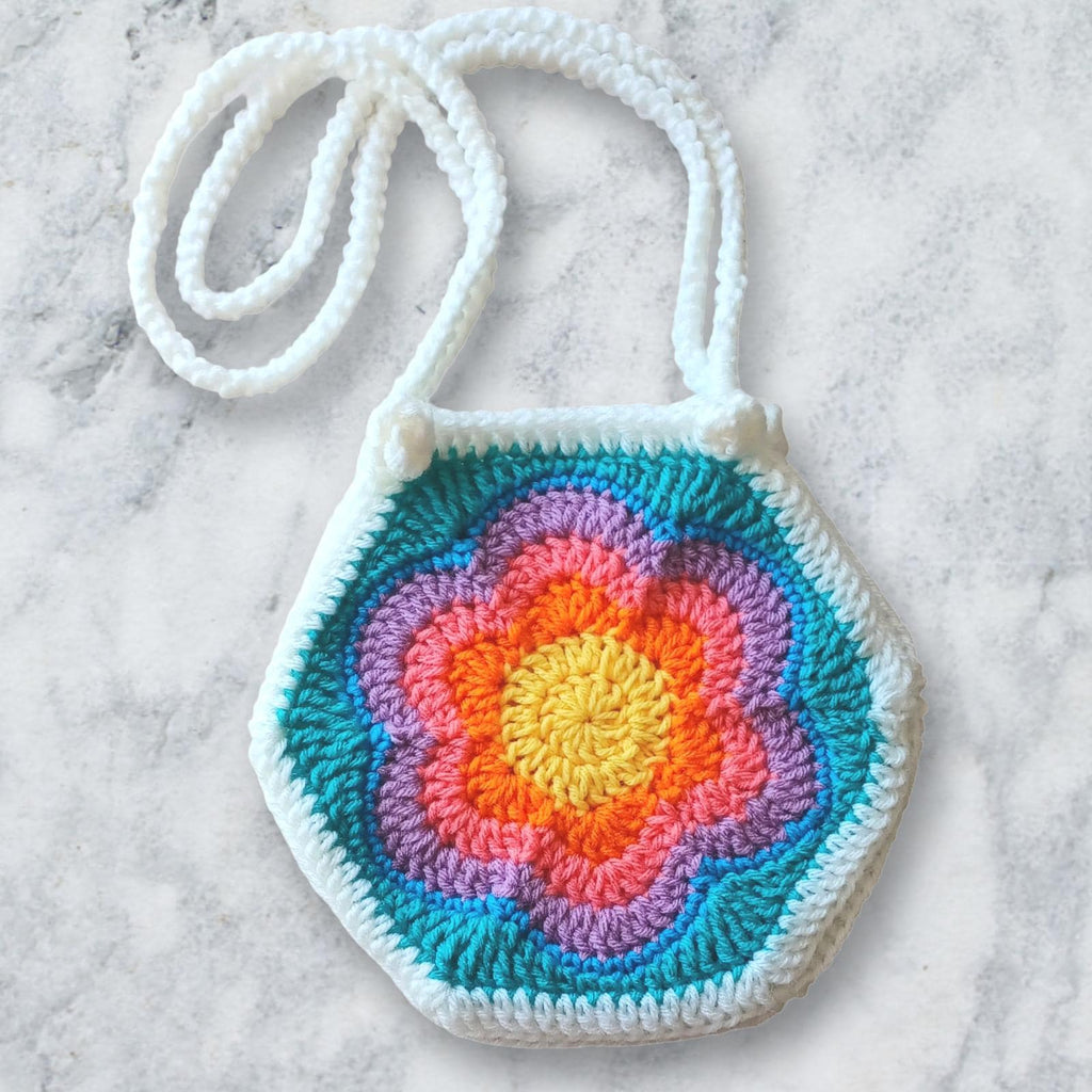 Crochet Flower Purse Pattern: Rainbow Handbag Instructions (PDF Pattern)