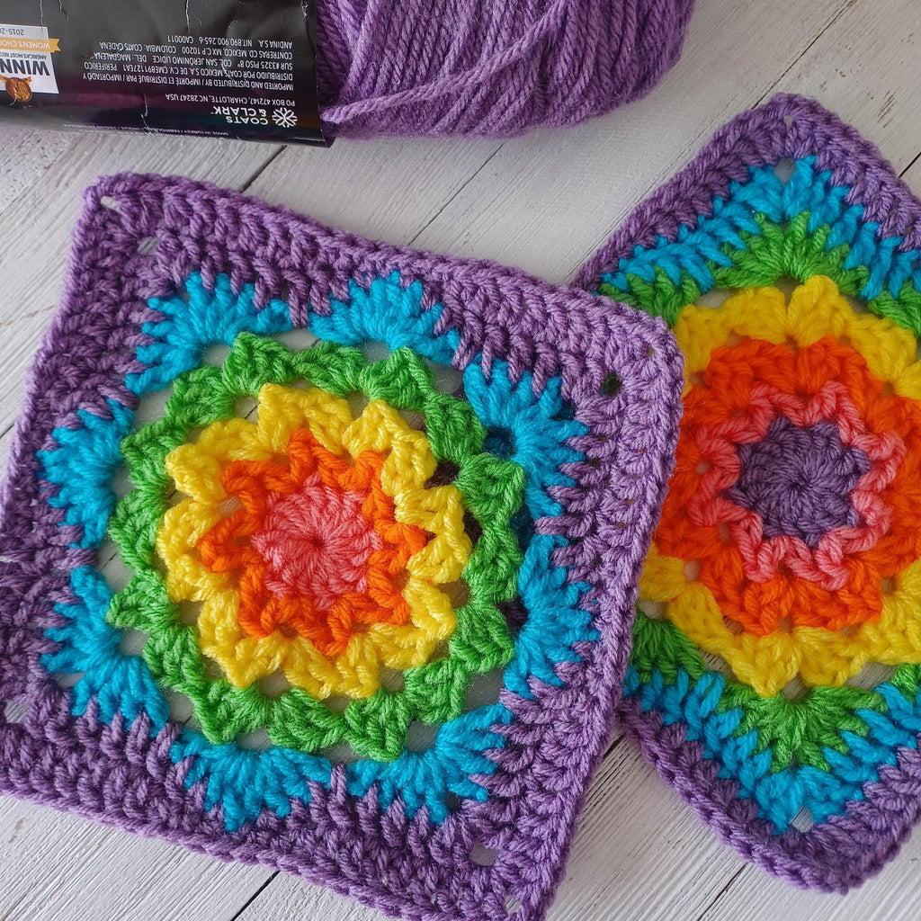 Rainbow Snowflake Digital crochet pattern instant download pdf Granny Square instructions
