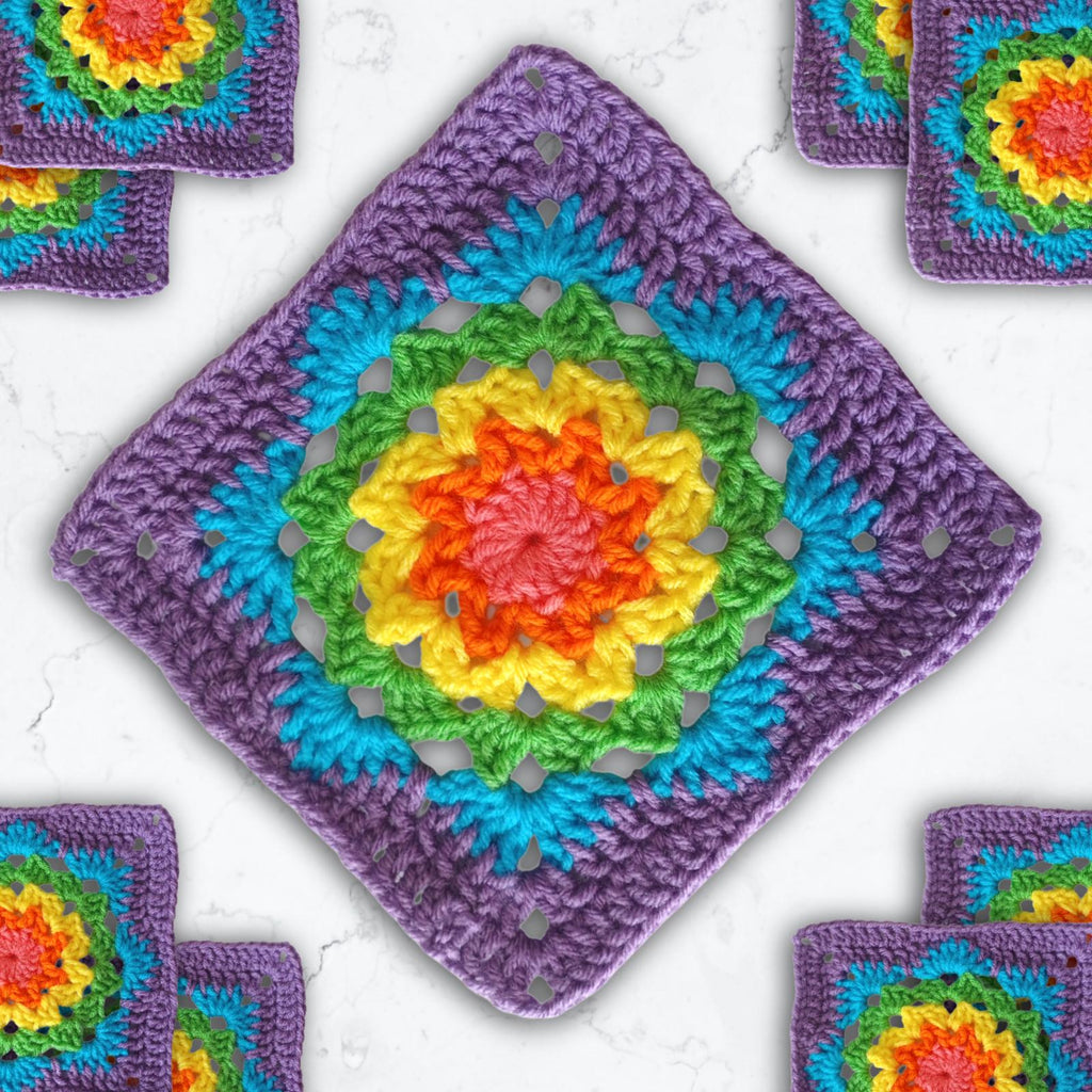 Rainbow Snowflake Digital crochet pattern instant download pdf Granny Square instructions