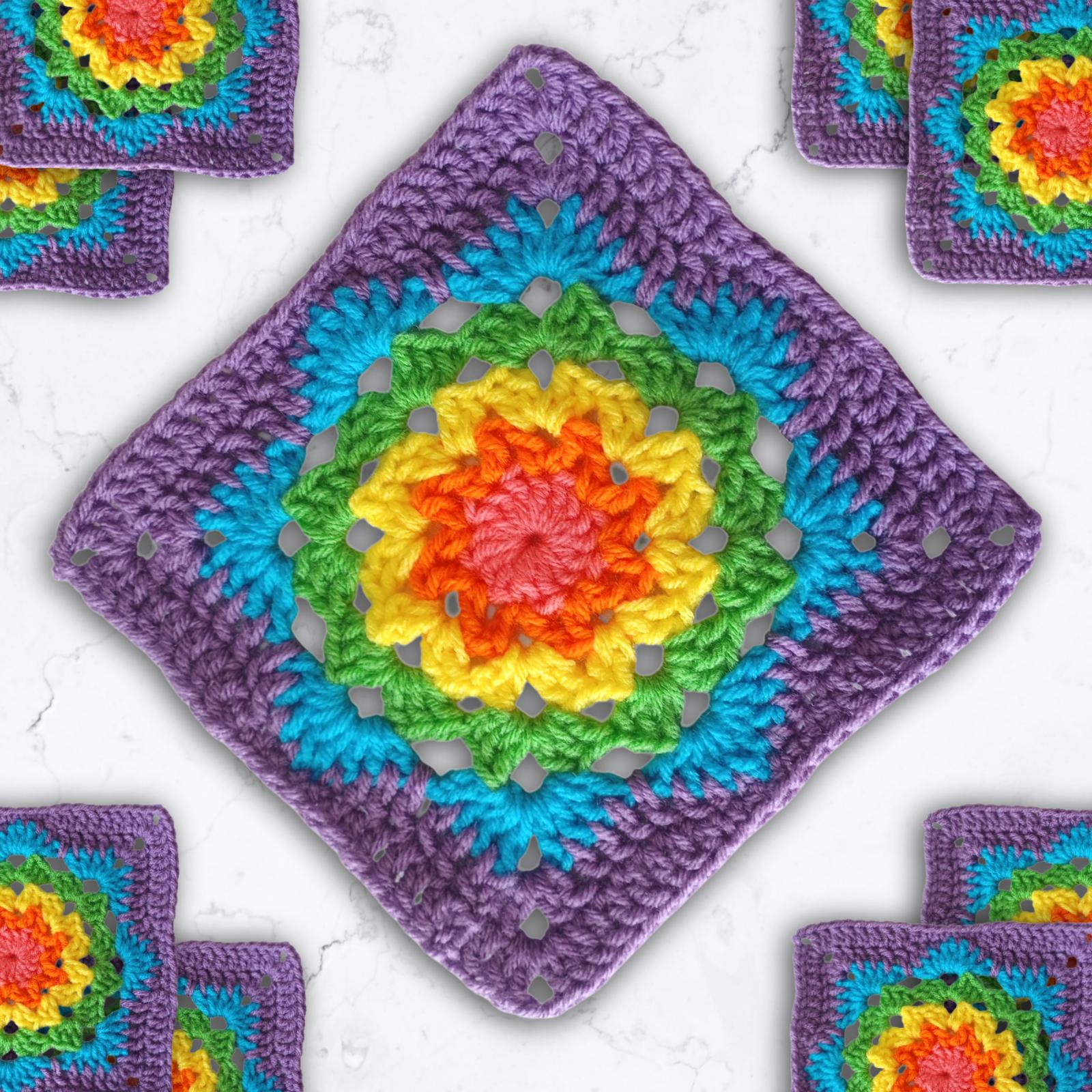Rainbow Snowflake Digital crochet pattern instant download pdf Granny Square instructions