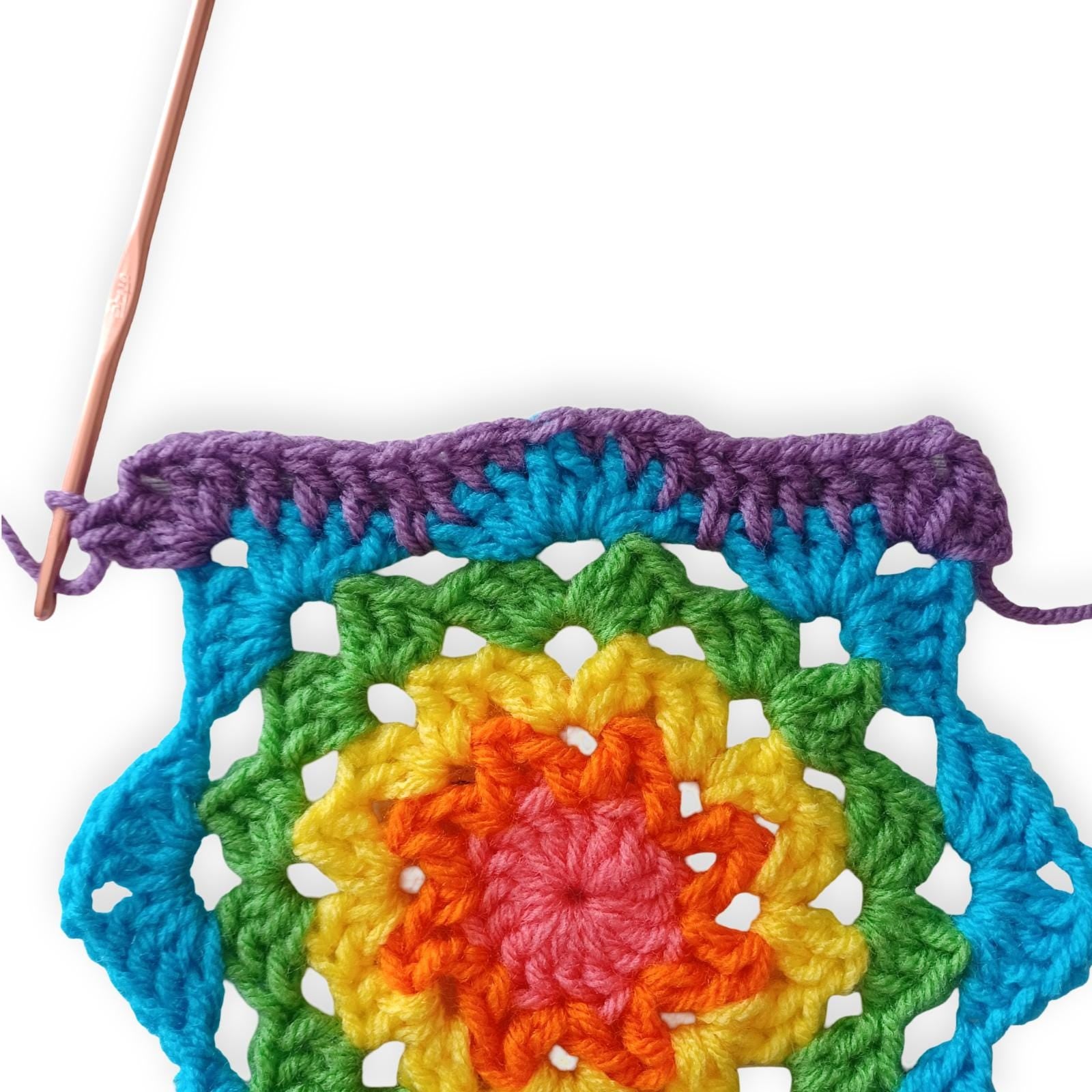 Rainbow Snowflake Digital crochet pattern instant download pdf Granny Square instructions
