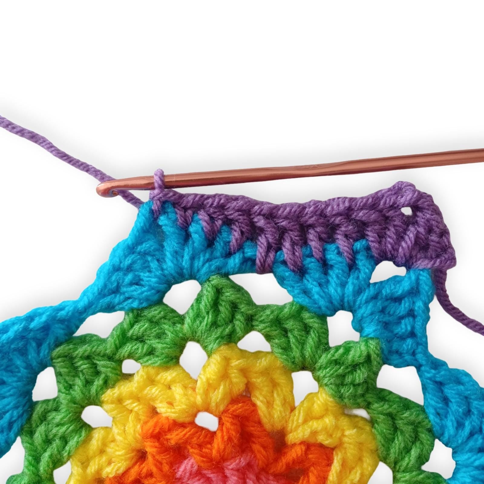 Rainbow Snowflake Digital crochet pattern instant download pdf Granny Square instructions