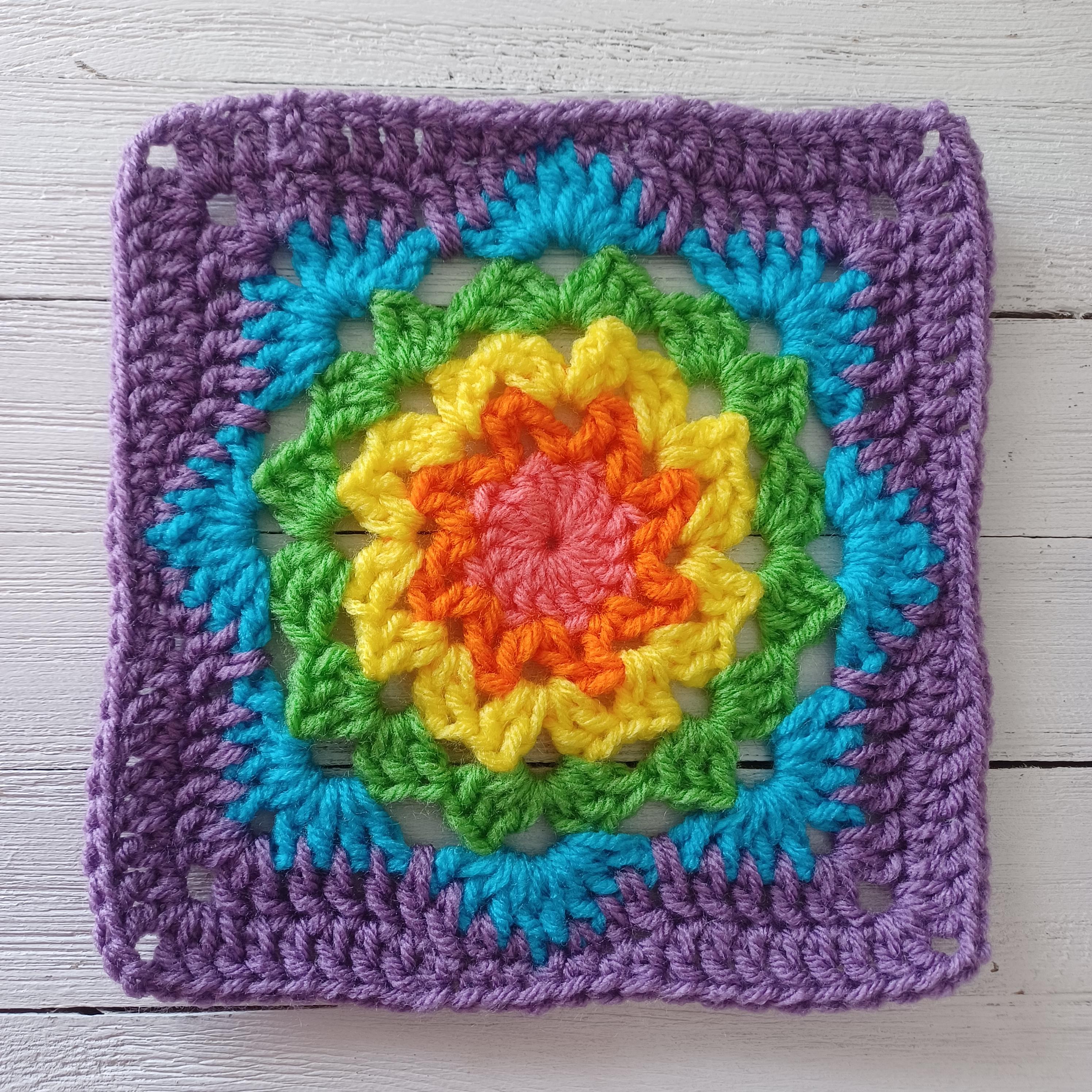 Rainbow Snowflake Digital crochet pattern instant download pdf Granny Square instructions