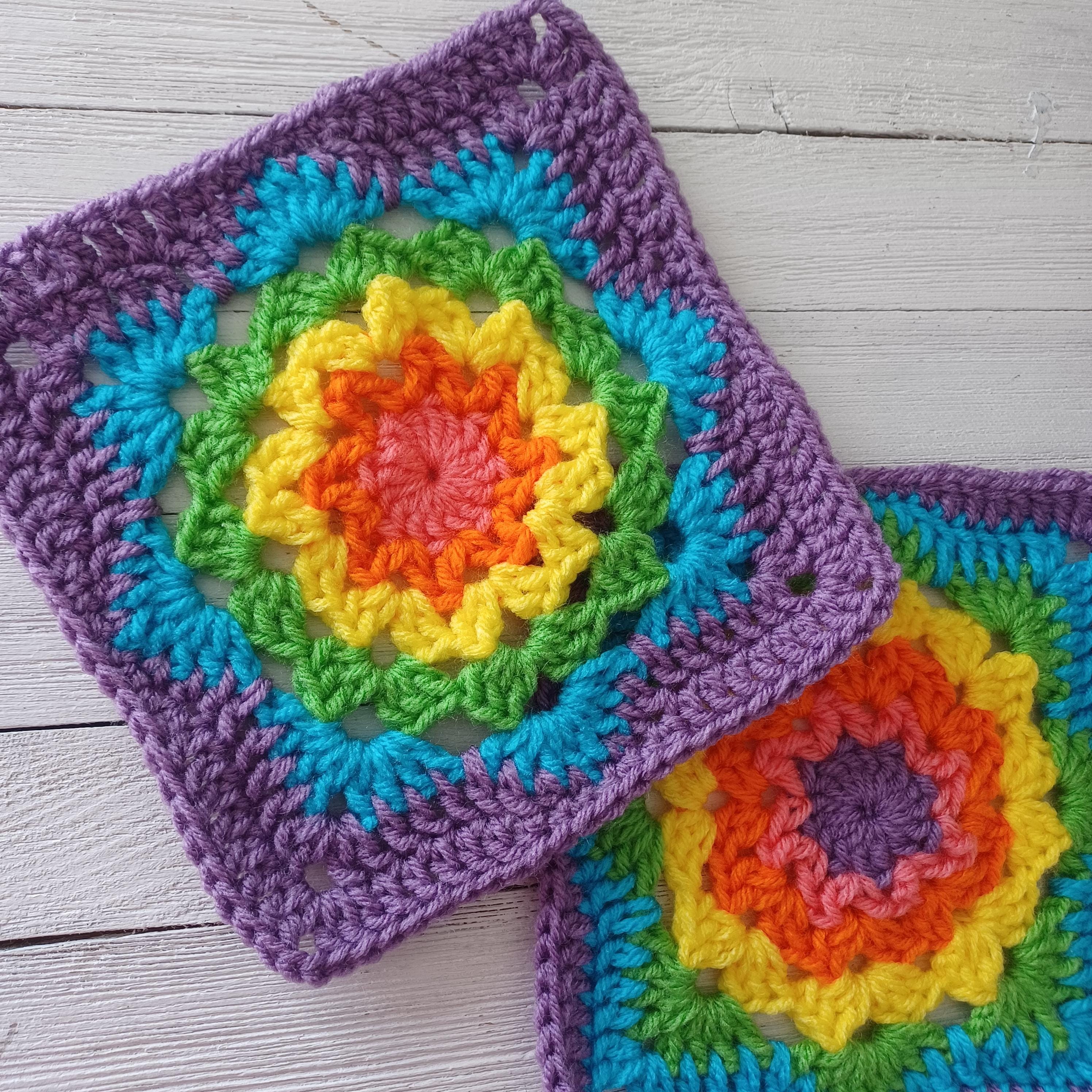 Rainbow Snowflake Digital crochet pattern instant download pdf Granny Square instructions