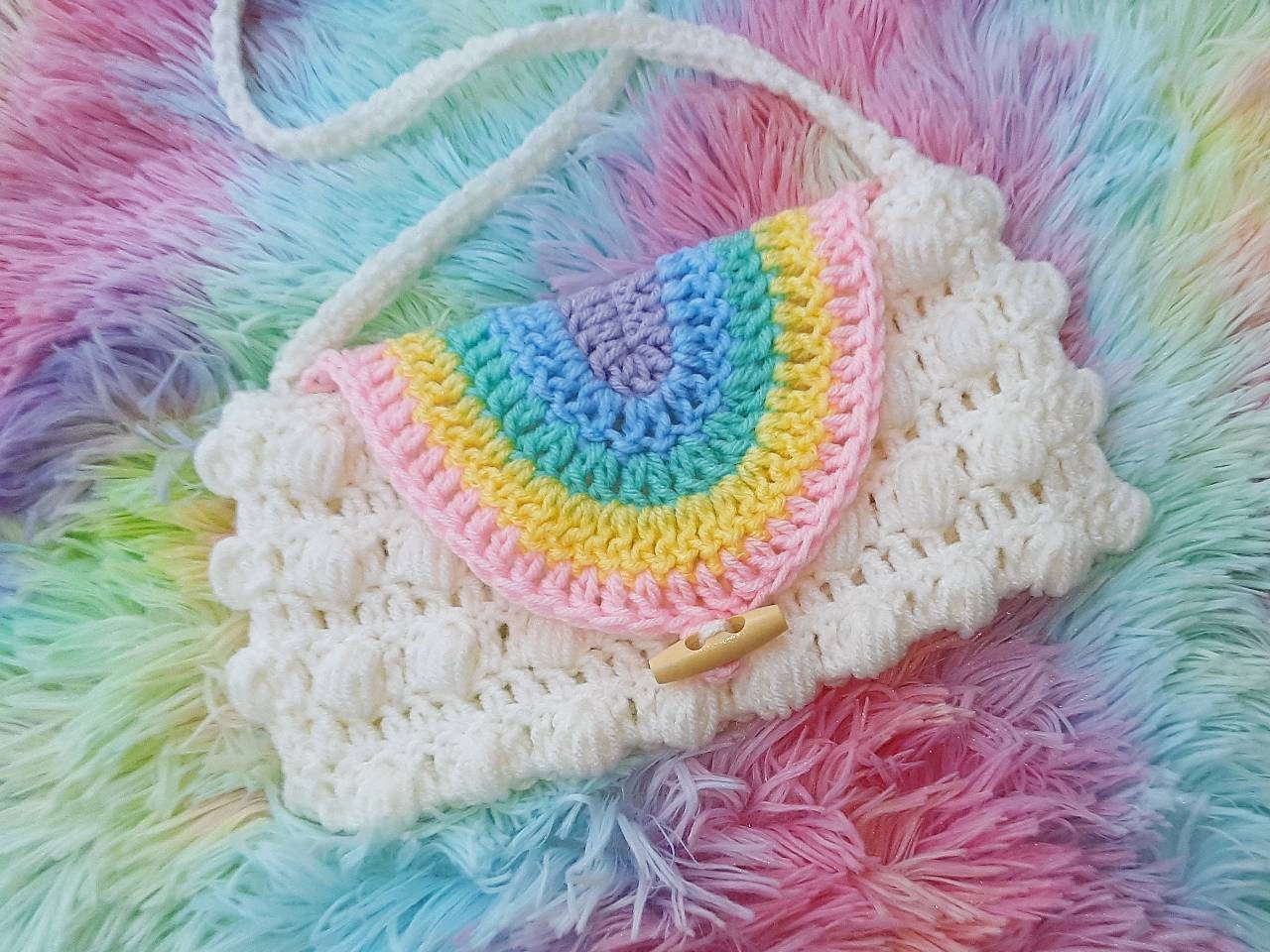 Crochet Rainbow Puff Purse Pattern, Easy Child's Bag (Digital Download)