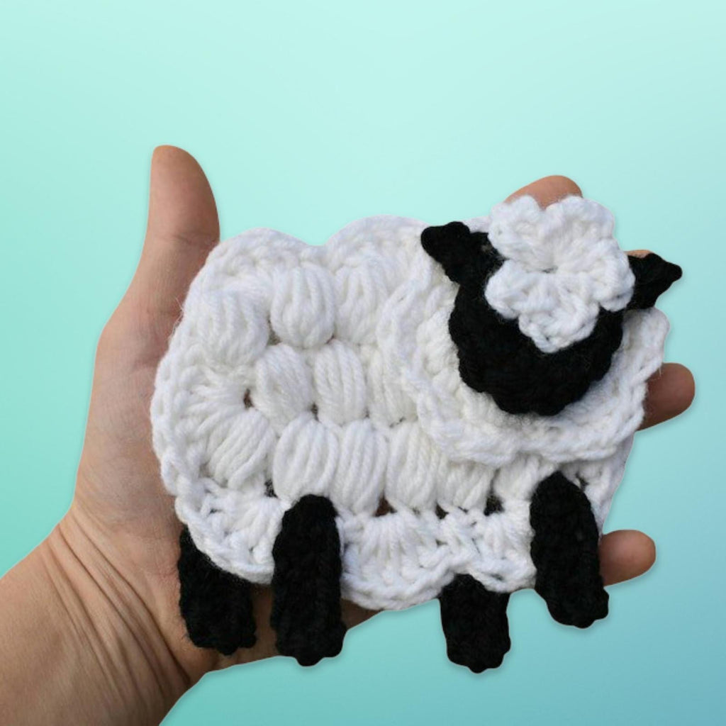 Agnes the Sheep Applique pdf pattern, crochet sheep pattern, lamb pattern, knit embellishments, crochet decoration, crochet lamb appliques