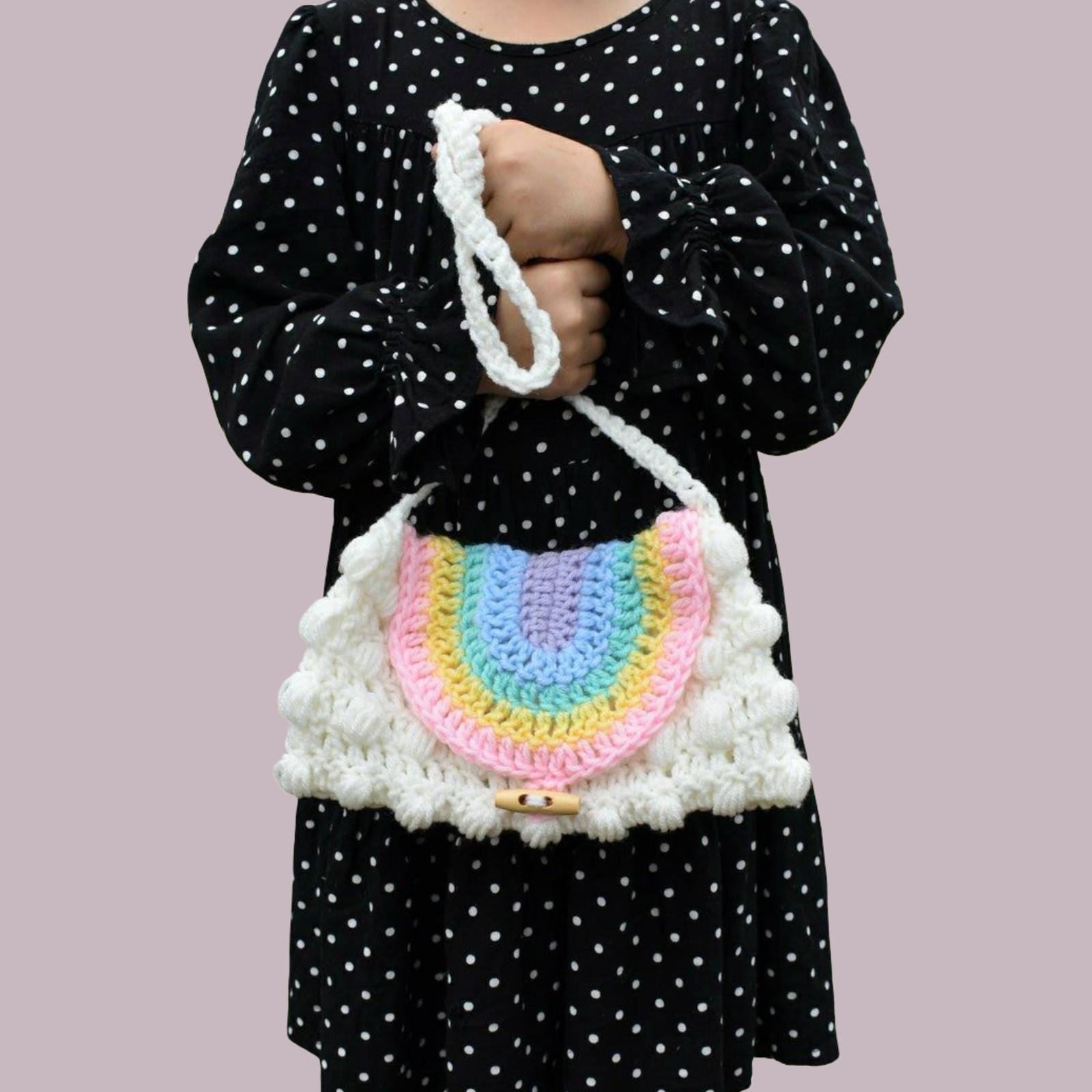 Crochet Rainbow Puff Purse Pattern, Easy Child's Bag (Digital Download)