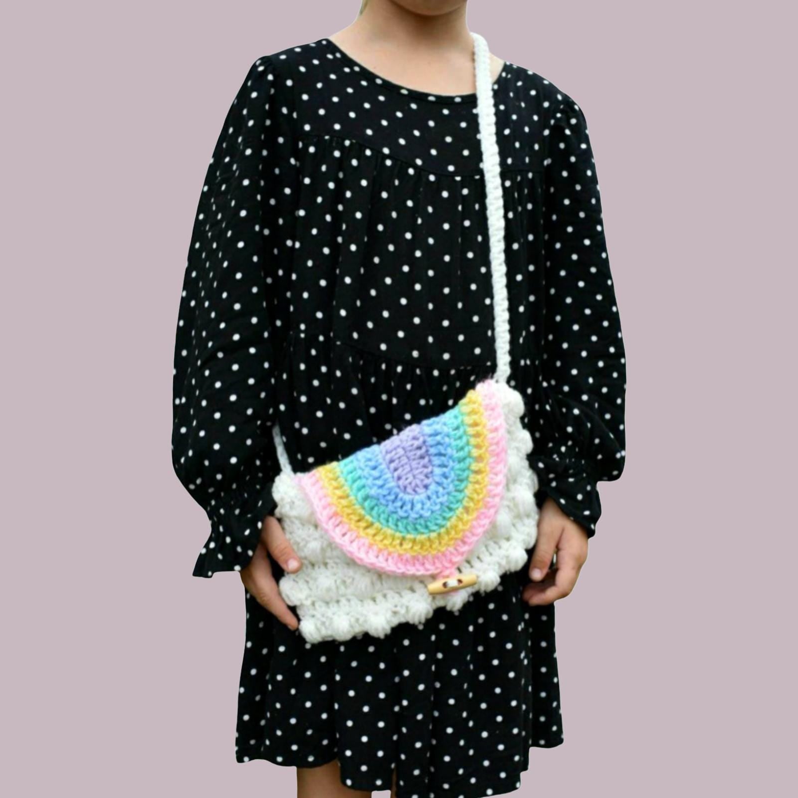 Crochet Rainbow Puff Purse Pattern, Easy Child's Bag (Digital Download)