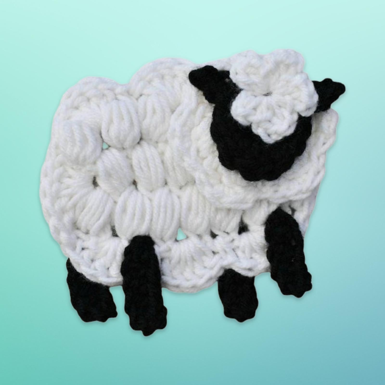 Agnes the Sheep Applique pdf pattern, crochet sheep pattern, lamb pattern, knit embellishments, crochet decoration, crochet lamb appliques