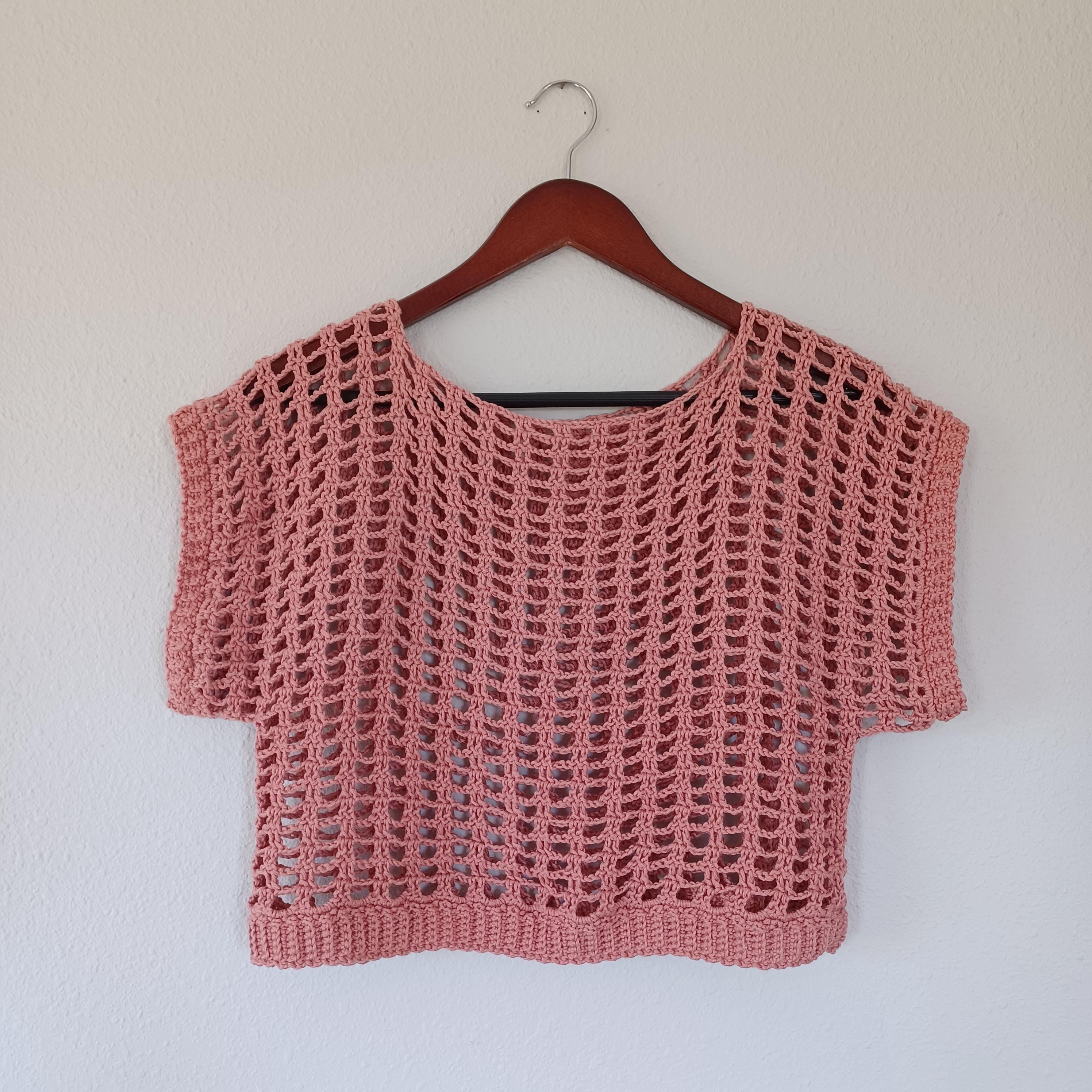 Spring Break Mesh T-Shirt a Single Panel Construction Digital Crochet Pattern with English instructions