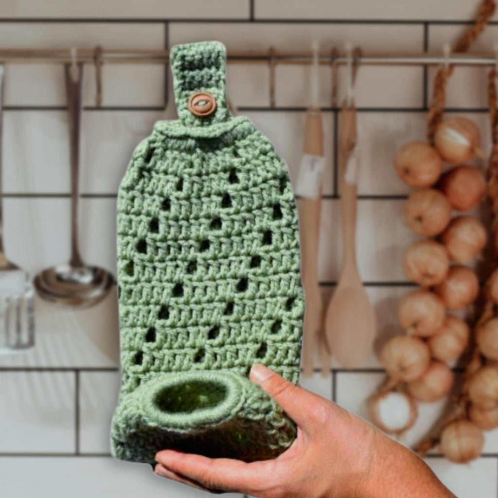 Grocery bag holder, easy crochet pattern, digital download pdf, plastic bag dispenser, crochet kitchen storage, reusable plastic bag holder