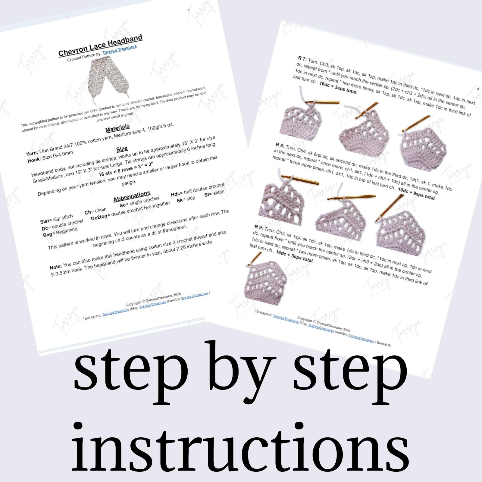 Chevron Lace Headband Crochet Pattern Instant Download PDF Crochet Tutorial
