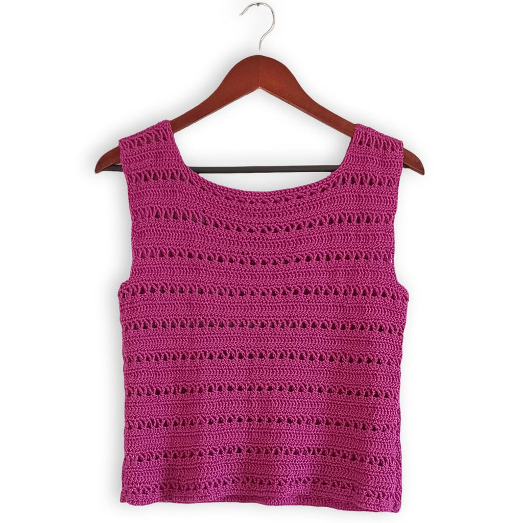 Crossed Trebles Tank Top an Easy Construction Digital Crochet Pattern with English instructions